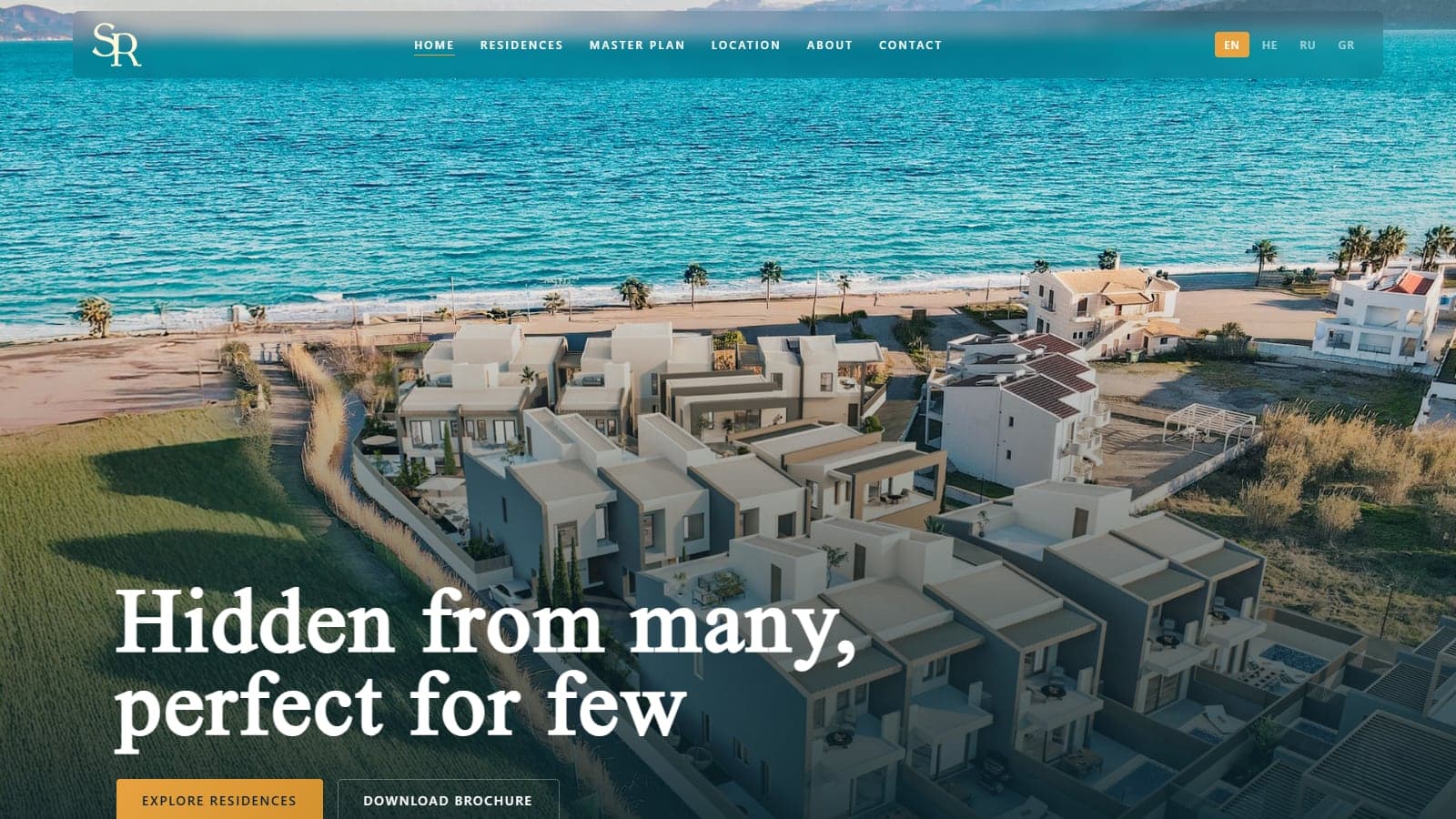 Seacret Residence home page on desktop