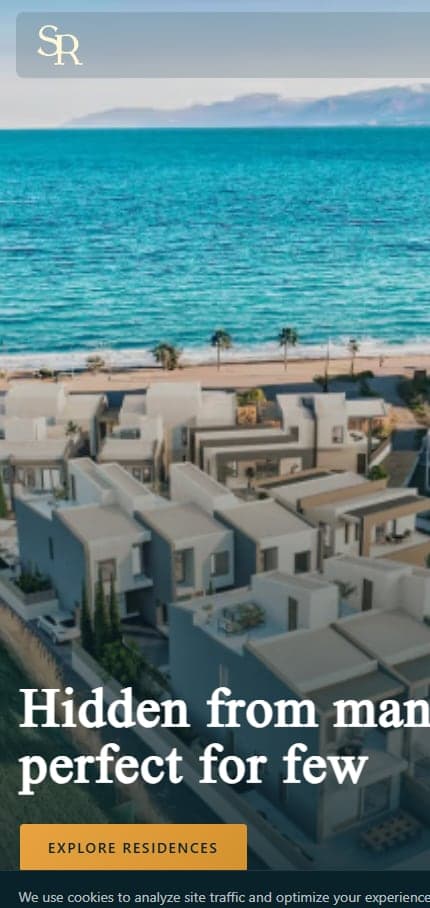 Seacret Residence home page on a phone
